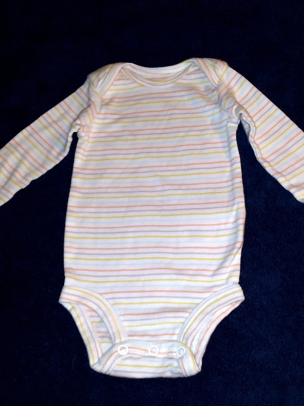 Carter's White Long-Sleeve Bodysuit with Pastel Stripe Accents